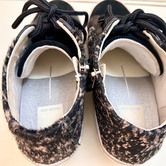 Dolce Vita Black Zoel High Top Lace Up Sneakers  Spotted Calf Hair  Size 7.5 - Picture 8 of 11